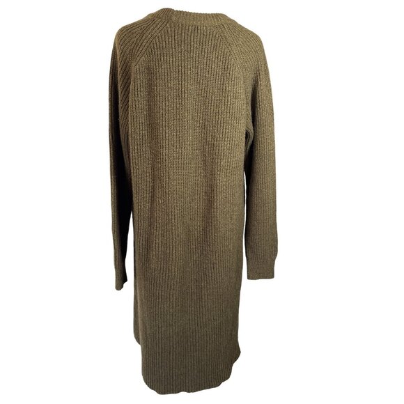 Madewell Dress Size Medium Green Ribbed Sweater Long Sleeve Crew Neck Fall Vibe - Picture 5 of 8